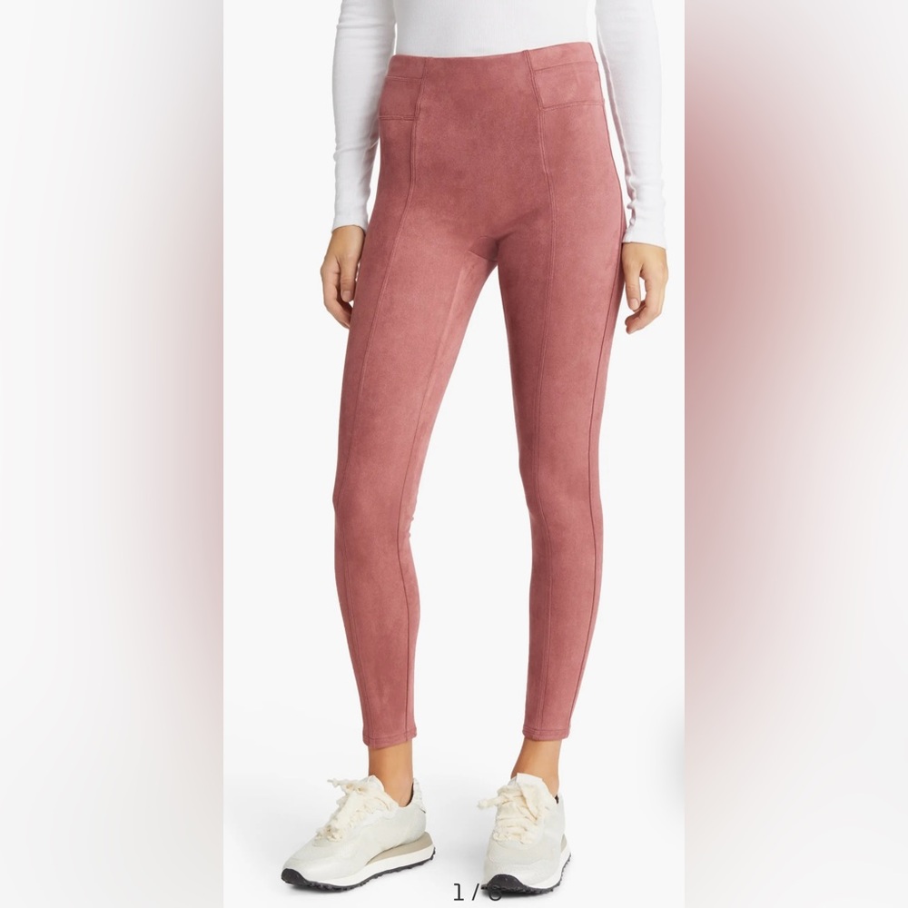 SPANX NWT High Waist Faux Suede Rich Rose Leggings Size Small